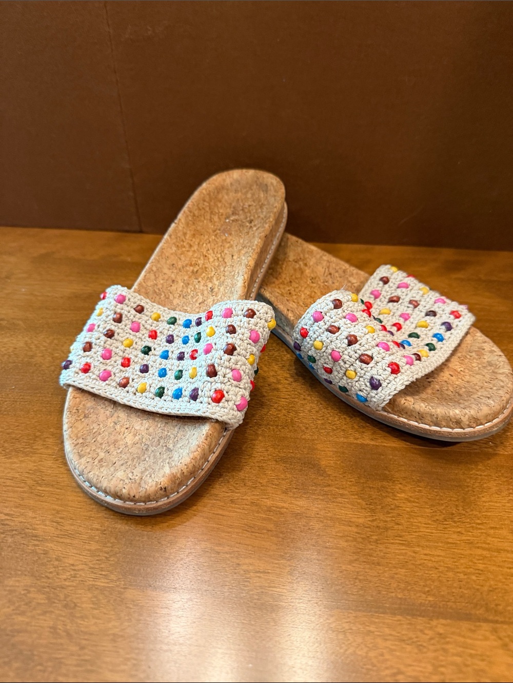 The Sak Multicolor Studded Crochet Slide Sandals - Natural